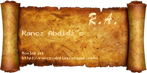 Rancz Abdiás névjegykártya